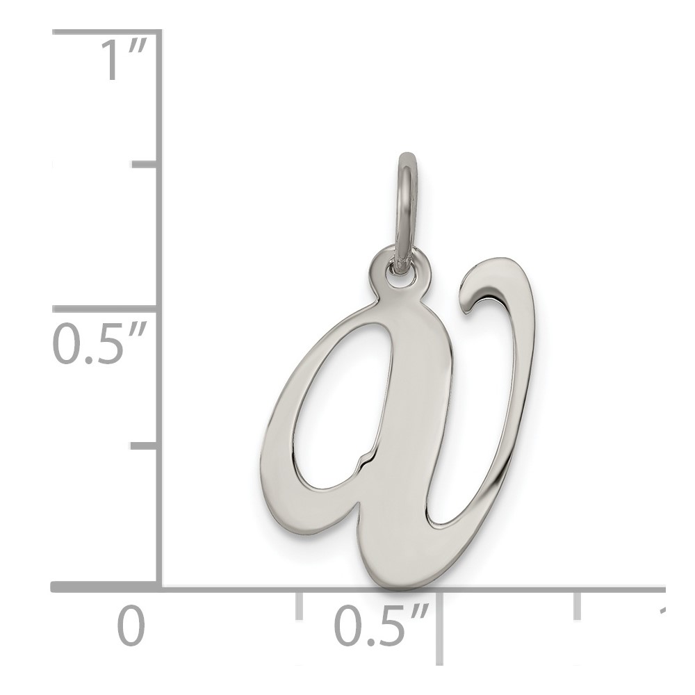 Sterling Silver Rhodium-plated Fancy Script Letter V Initial Charm (QC5088V)