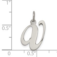 Sterling Silver Rhodium-plated Fancy Script Letter V Initial Charm view 4