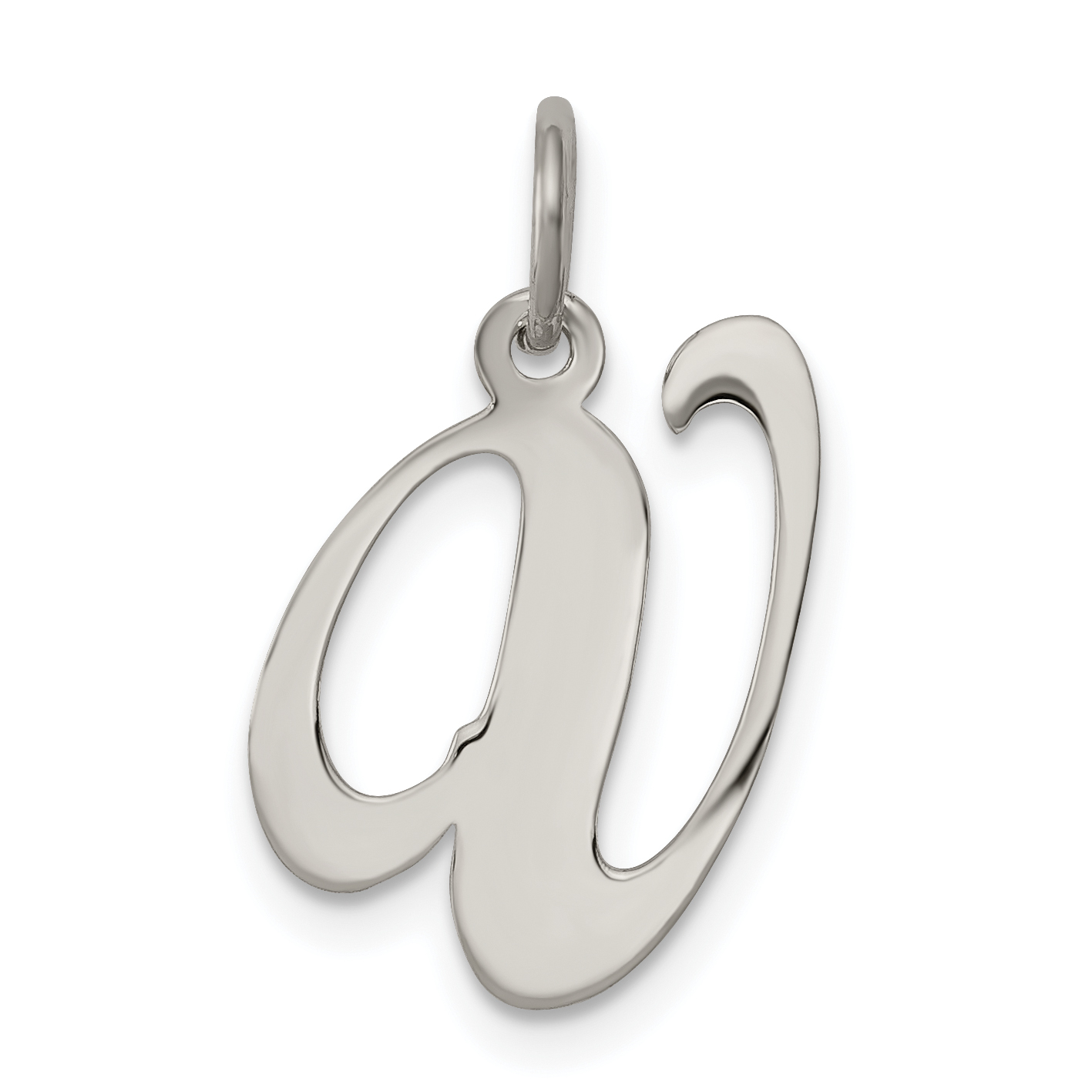 Sterling Silver Rhodium-plated Fancy Script Letter V Initial Charm (QC5088V)