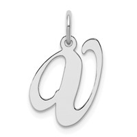 Sterling Silver Rhodium-plated Fancy Script Letter V Initial Charm view 1