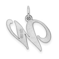 Sterling Silver Rhodium-plated Fancy Script Letter W Initial Charm view 3