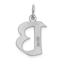 Sterling Silver Rhodium-plated Artisan Block Letter B Initial Charm view 3