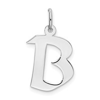Sterling Silver Rhodium-plated Artisan Block Letter B Initial Charm view 1