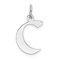Sterling Silver Rhodium-plated Artisan Block Letter C Initial Charm view 1