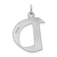 Sterling Silver Rhodium-plated Artisan Block Letter D Initial Charm view 3