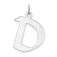Sterling Silver Rhodium-plated Artisan Block Letter D Initial Charm view 1