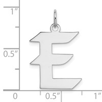 Sterling Silver Rhodium-plated Artisan Block Letter E Initial Charm view 4