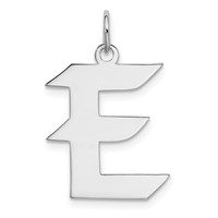 Sterling Silver Rhodium-plated Artisan Block Letter E Initial Charm view 1