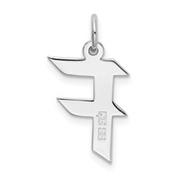 Sterling Silver Rhodium-plated Artisan Block Letter F Initial Charm view 3