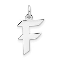 Sterling Silver Rhodium-plated Artisan Block Letter F Initial Charm view 1