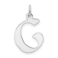 Sterling Silver Rhodium-plated Artisan Block Letter G Initial Charm view 1