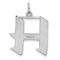 Sterling Silver Rhodium-plated Artisan Block Letter H Initial Charm view 3