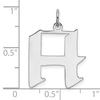 Sterling Silver Rhodium-plated Artisan Block Letter H Initial Charm view 4