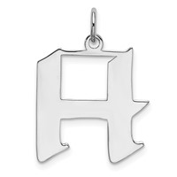 Sterling Silver Rhodium-plated Artisan Block Letter H Initial Charm view 1
