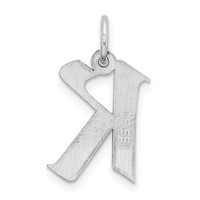 Sterling Silver Rhodium-plated Artisan Block Letter K Initial Charm view 3
