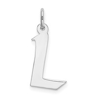 Sterling Silver Rhodium-plated Artisan Block Letter L Initial Charm view 1