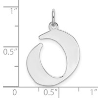 Sterling Silver Rhodium-plated Artisan Block Letter O Initial Charm view 4