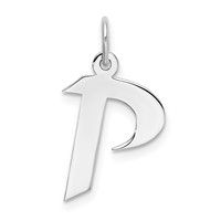Sterling Silver Rhodium-plated Artisan Block Letter P Initial Charm view 1