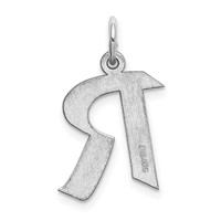 Sterling Silver Rhodium-plated Artisan Block Letter R Initial Charm view 3