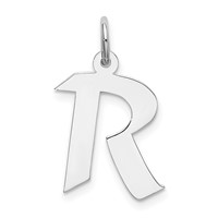 Sterling Silver Rhodium-plated Artisan Block Letter R Initial Charm view 1