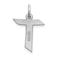 Sterling Silver Rhodium-plated Artisan Block Letter T Initial Charm view 3