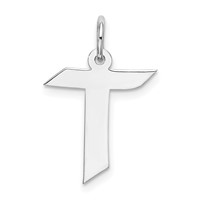 Sterling Silver Rhodium-plated Artisan Block Letter T Initial Charm view 1