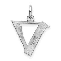 Sterling Silver Rhodium-plated Artisan Block Letter V Initial Charm view 3