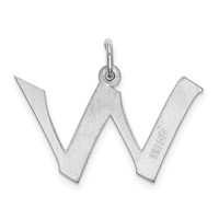 Sterling Silver Rhodium-plated Artisan Block Letter W Initial Charm view 3