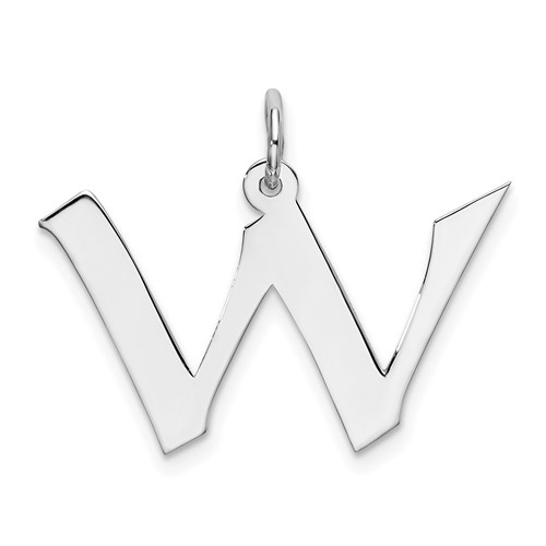 Sterling Silver Rhodium-plated Artisan Block Letter W Initial Charm