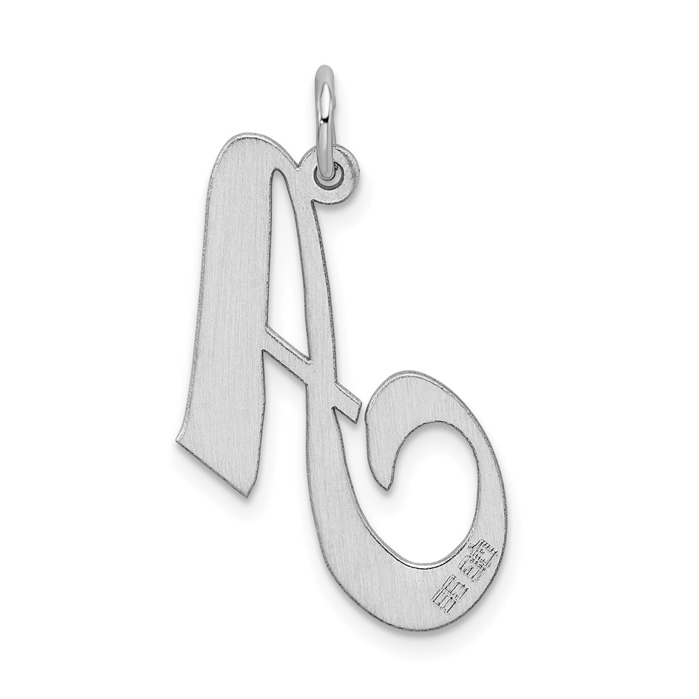 Sterling Silver Rhodium-plated Fancy Script Letter A Initial Charm (QC5090A)