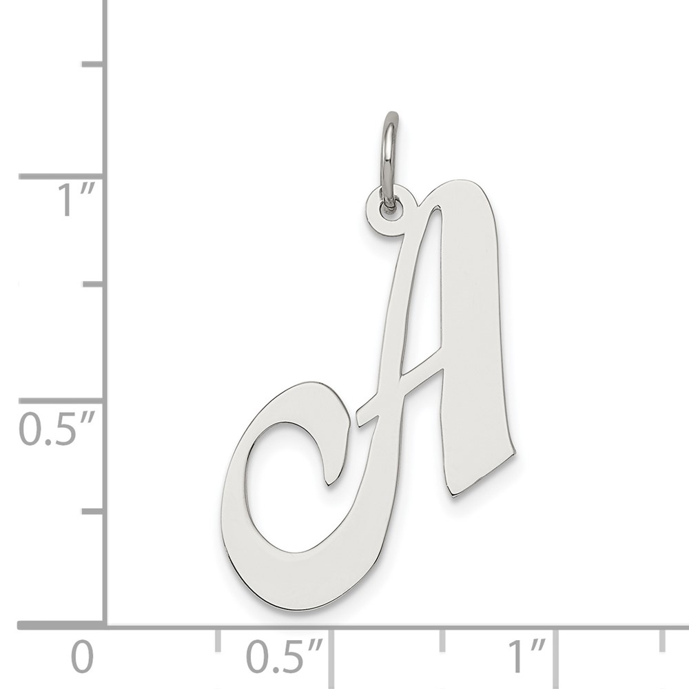 Sterling Silver Rhodium-plated Fancy Script Letter A Initial Charm (QC5090A)