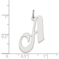 Sterling Silver Rhodium-plated Fancy Script Letter a Initial Charm view 4