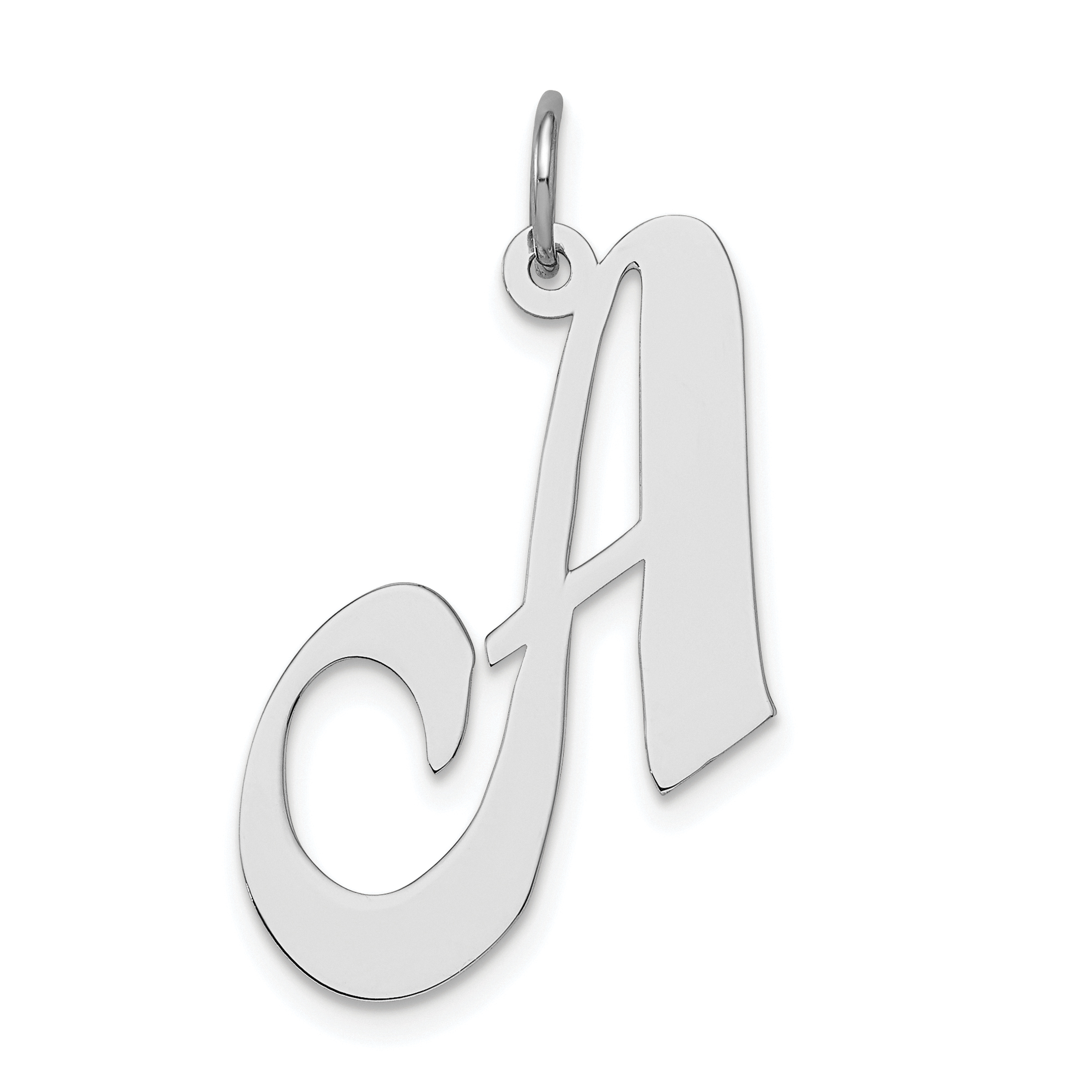 Sterling Silver Rhodium-plated Fancy Script Letter A Initial Charm (QC5090A)