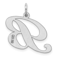 Sterling Silver Rhodium-plated Fancy Script Letter B Initial Charm view 3