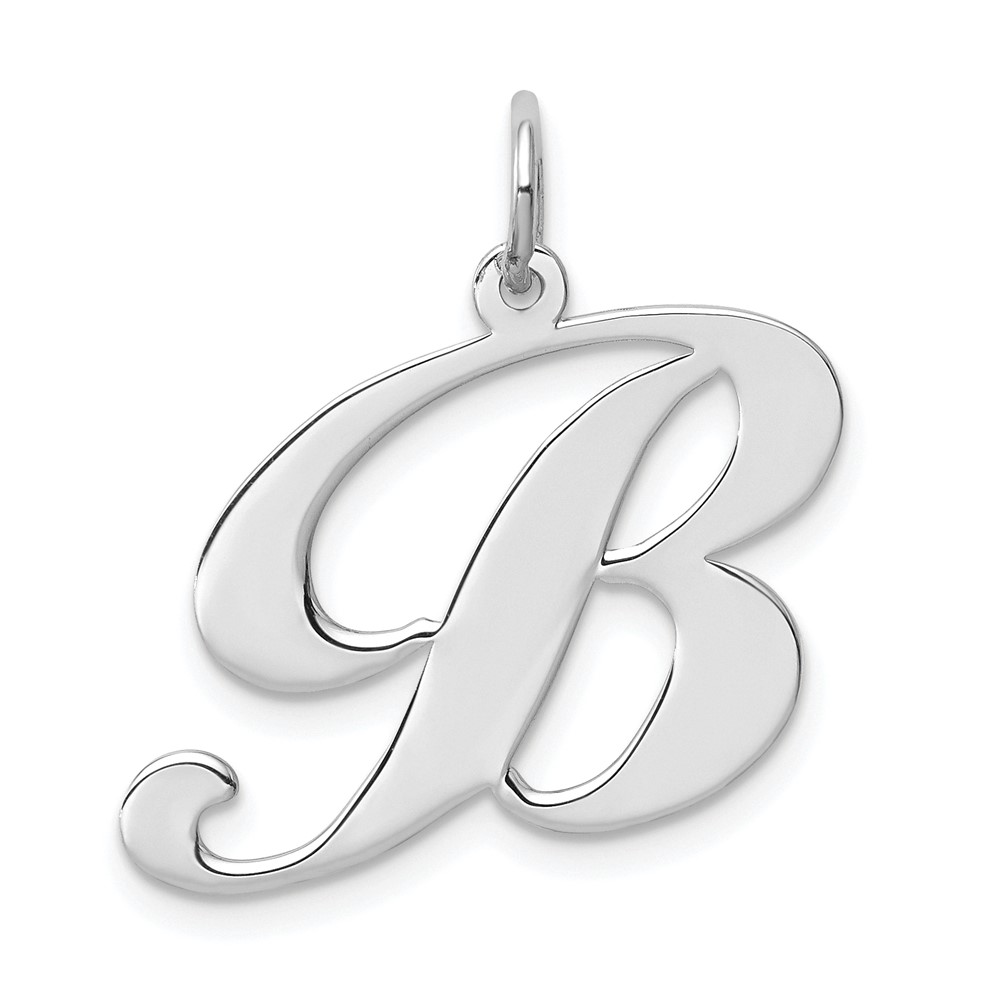 Sterling Silver Rhodium-plated Fancy Script Letter B Initial Charm (QC5090B)