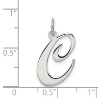 Sterling Silver Rhodium-plated Fancy Script Letter C Initial Charm view 4