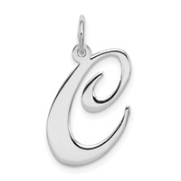 Sterling Silver Rhodium-plated Fancy Script Letter C Initial Charm view 1