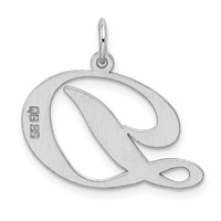 Sterling Silver Rhodium-plated Fancy Script Letter D Initial Charm view 3