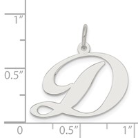Sterling Silver Rhodium-plated Fancy Script Letter D Initial Charm view 4