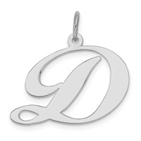 Sterling Silver Rhodium-plated Fancy Script Letter D Initial Charm view 1