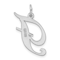 Sterling Silver Rhodium-plated Fancy Script Letter F Initial Charm view 3
