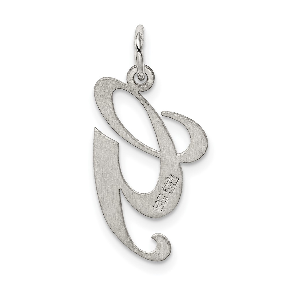 Sterling Silver Rhodium-plated Fancy Script Letter G Initial Charm (QC5090G)