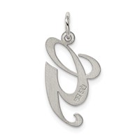 Sterling Silver Rhodium-plated Fancy Script Letter G Initial Charm view 3