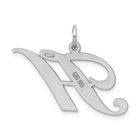 Sterling Silver Rhodium-plated Fancy Script Letter H Initial Charm view 3