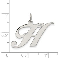 Sterling Silver Rhodium-plated Fancy Script Letter H Initial Charm view 4