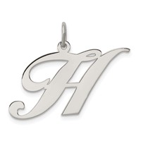 Sterling Silver Rhodium-plated Fancy Script Letter H Initial Charm view 1