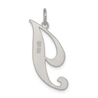 Sterling Silver Rhodium-plated Fancy Script Letter I Initial Charm view 3