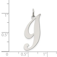 Sterling Silver Rhodium-plated Fancy Script Letter I Initial Charm view 4