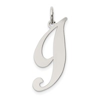 Sterling Silver Rhodium-plated Fancy Script Letter I Initial Charm view 1
