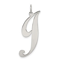 Sterling Silver Rhodium-plated Fancy Script Letter J Initial Charm view 1